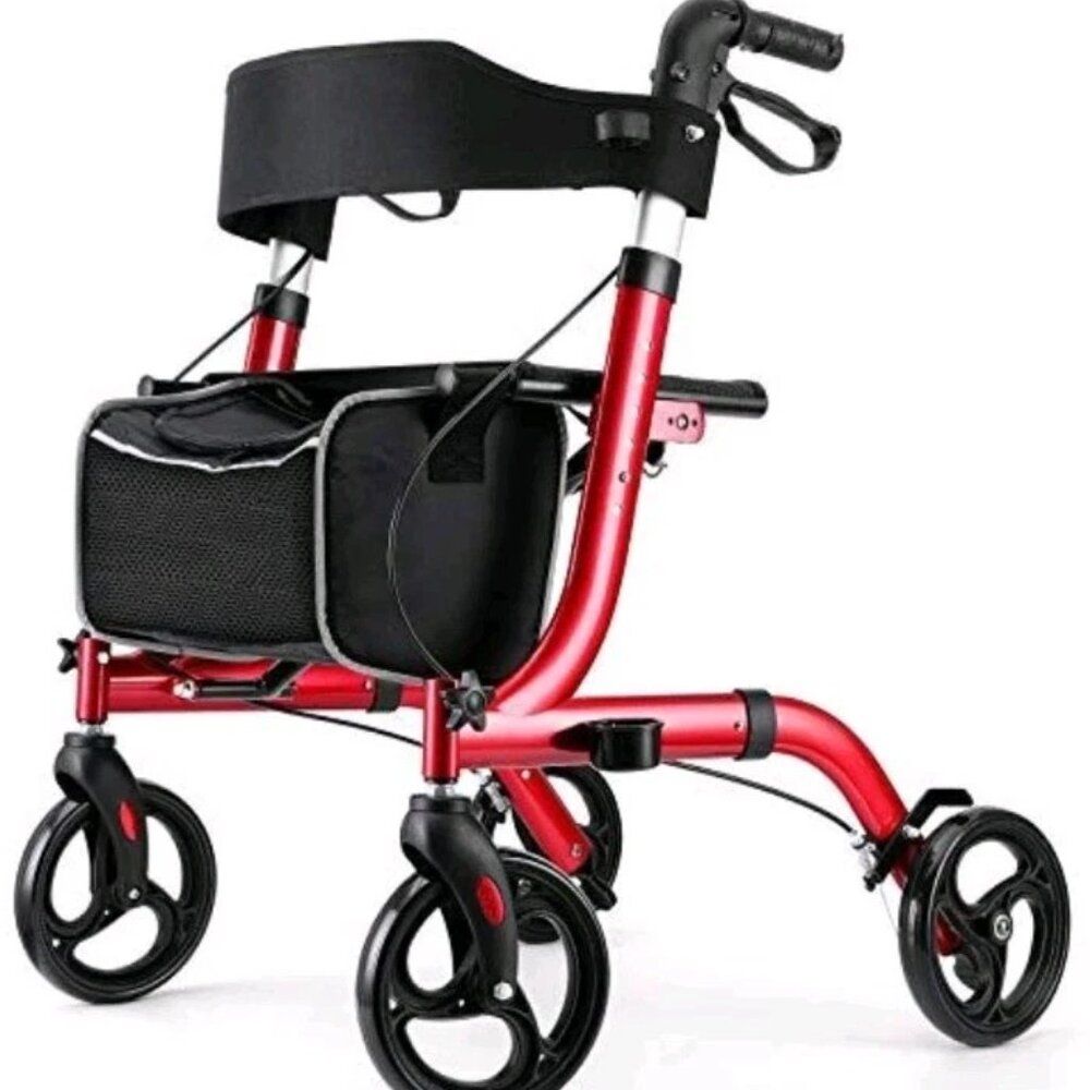 RINKMO Rollator Walker for Seniors with Seat 8" Wheels HCT-9123 RED-NEW
